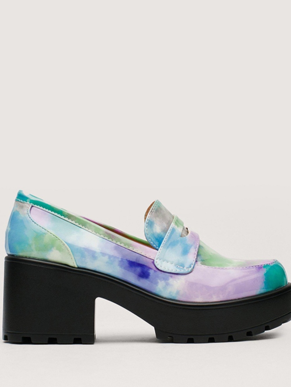 Nasty Gal Vegan Leather Chunky Penny Loafers Pastel Tie Dye Size 7 - Picture 4 of 12